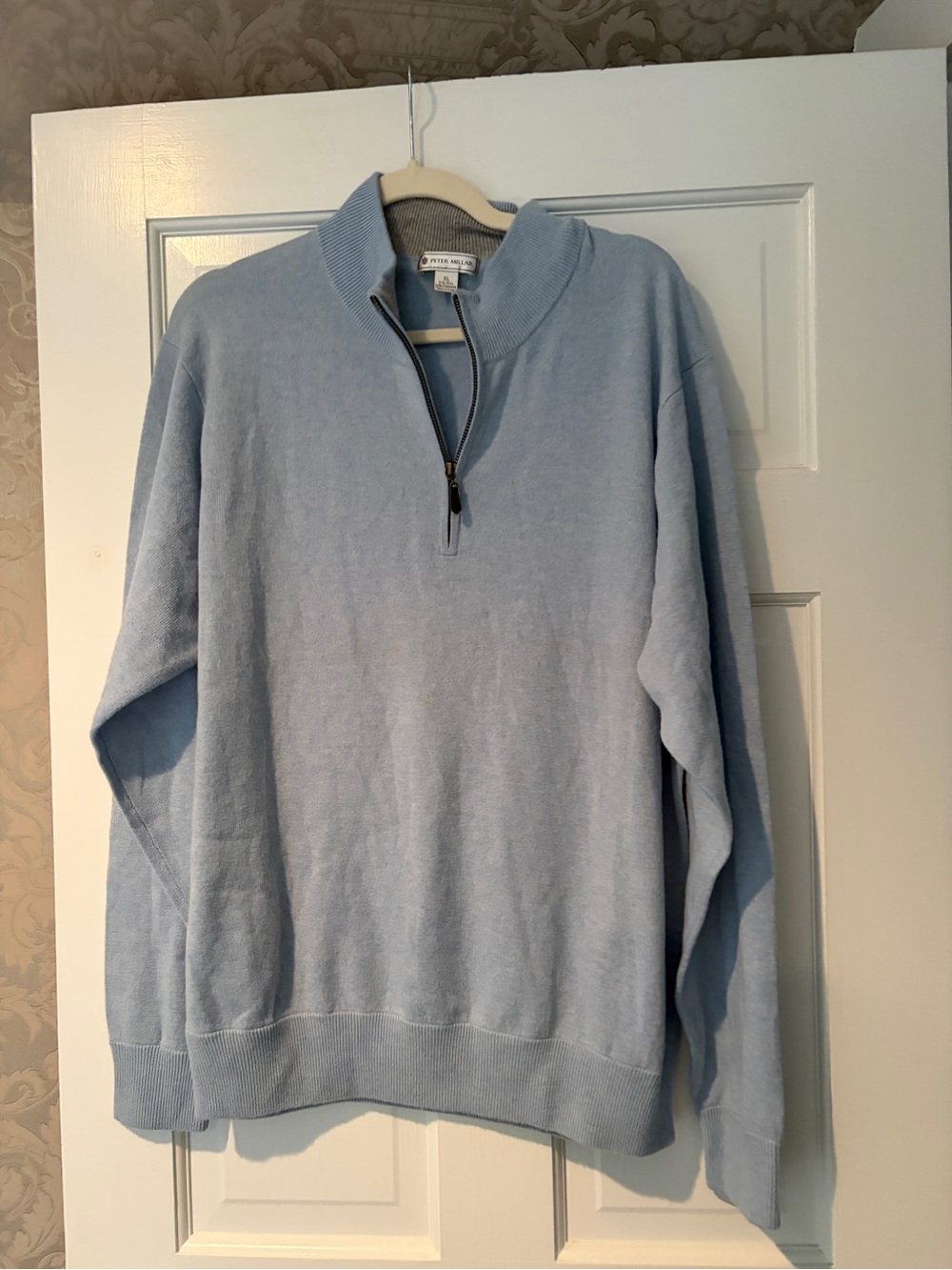 Light Blue Quarter-Zip Sweater Peter Millar xl men’s wool cashmere - Picture 2 of 10
